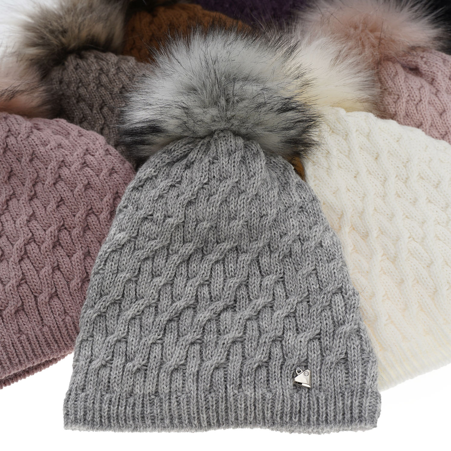 Wintermütze Damen mit Bommel Rot Kaskada