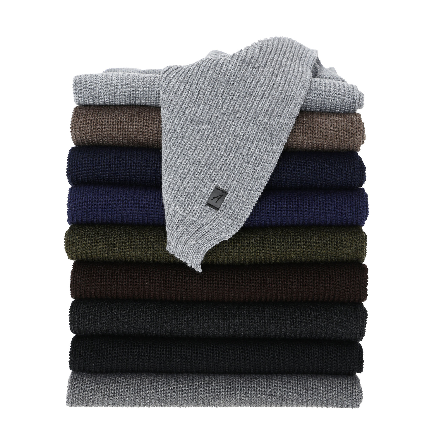 Winterschal Herren, khaki, mit Merinowolle Algor