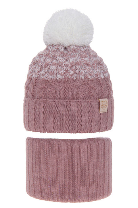 Winterset Mädchen: Mütze und Schlauchschal mit Bommel Rosa Zendaya