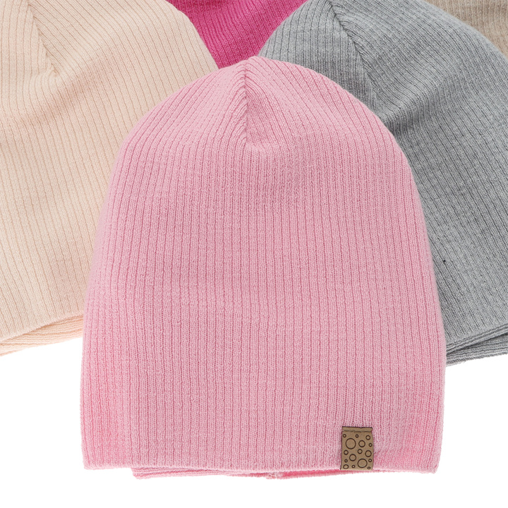 Herbst und Frühlingsset Mädchen: Mütze und Schlauchschal 100% extrafeine Merinowolle Rosa Ricona