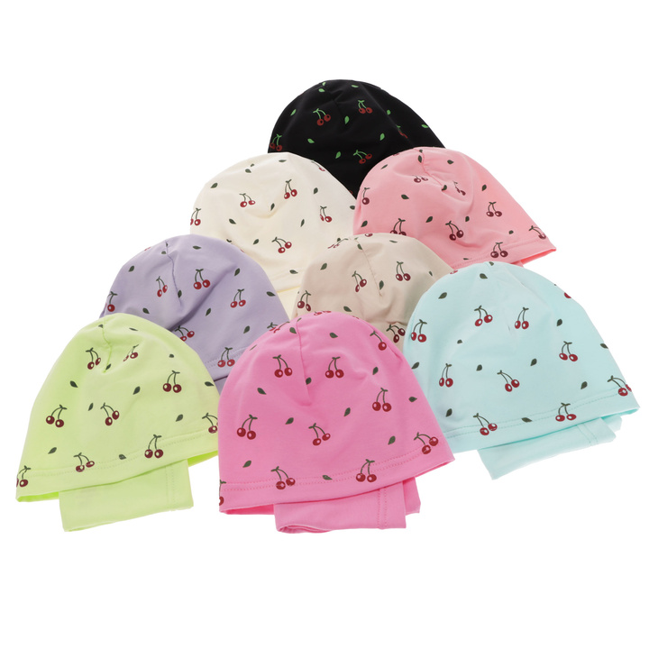 Herbst und Frühlingsset Mädchen baumwolle: Mütze und Schlauchschal Violett Cerise