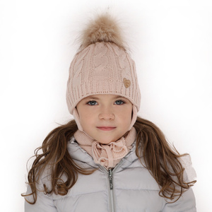 Winterset Mädchen: Mütze und Schal mit Bommel Rosa Morena