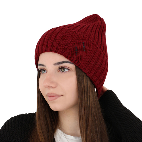 Wintermütze Damen 100% extrafeine Merinowolle Schwarz Ariga