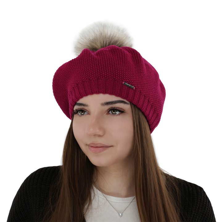 Baskenmütze Winter Damen aus Merinowolle in Rosa Bonnie