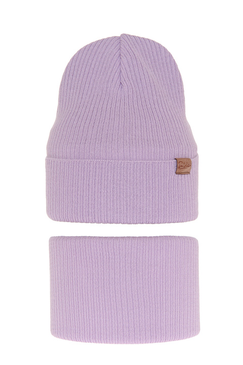 Herbst und Frühlingsset Mädchen: Mütze und Schlauchschal Violett Alona