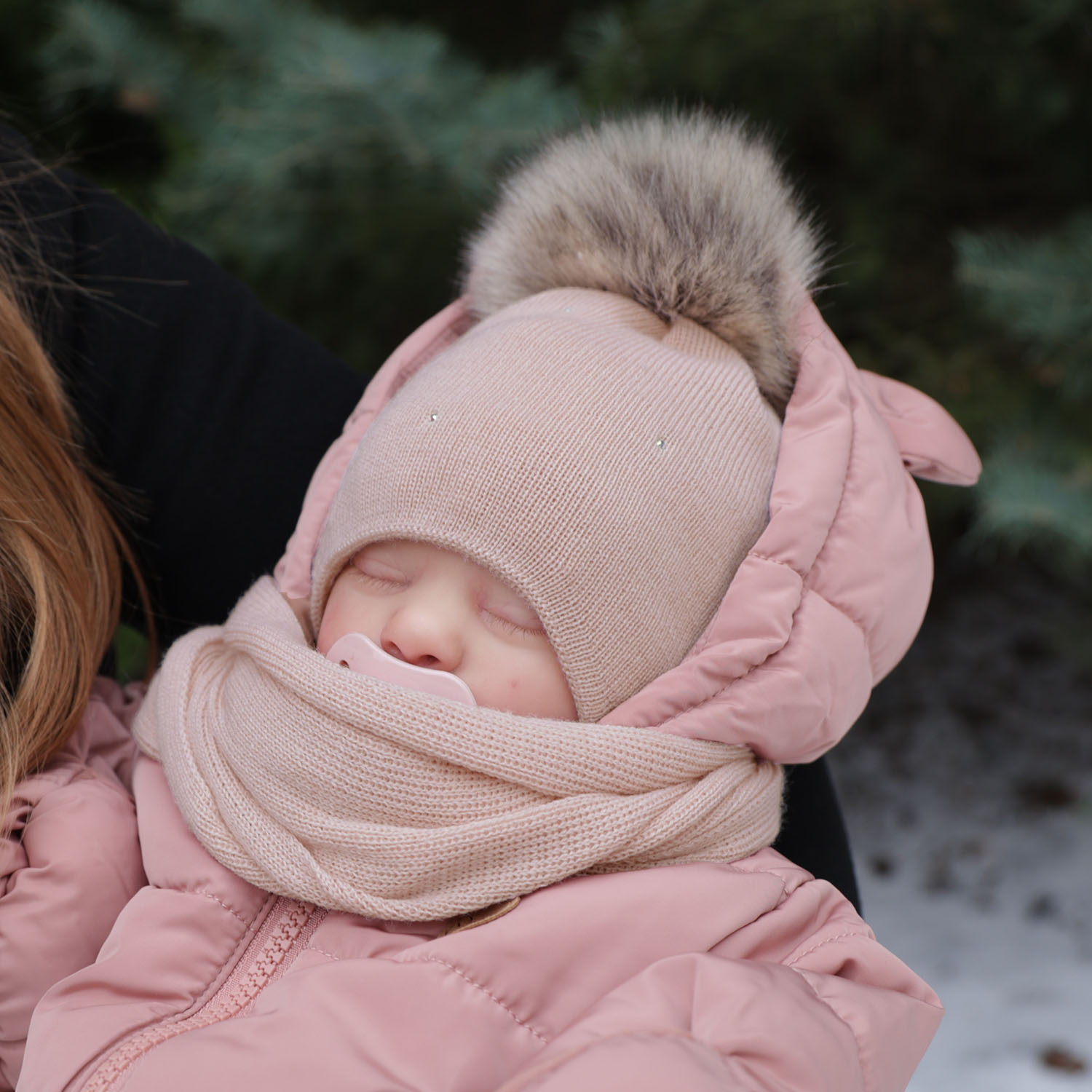 Winterset Mädchen: Mütze und Schal Merinowolle Rosa Rosalina