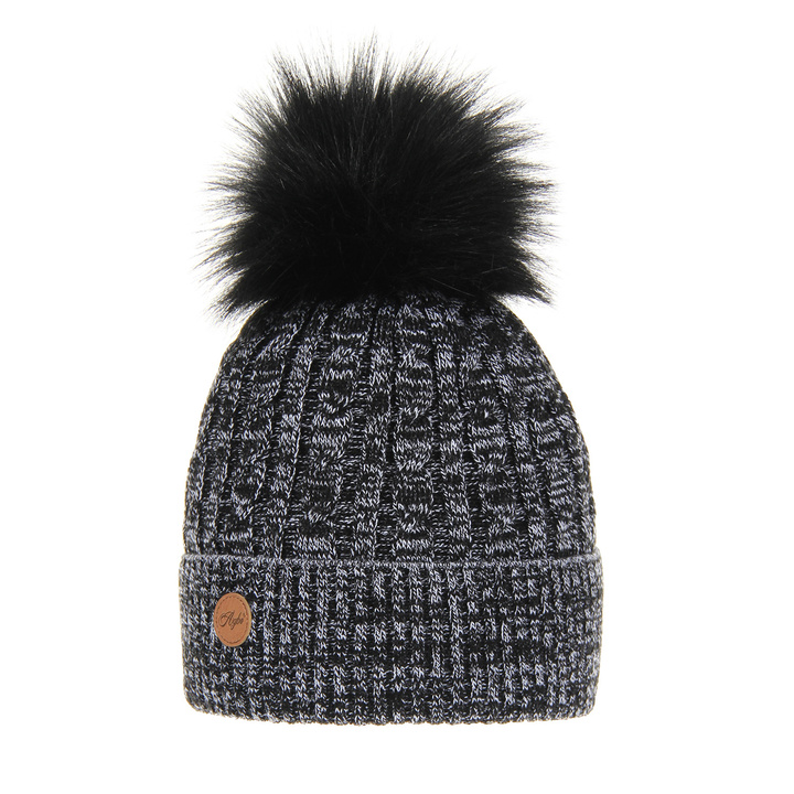 Wintermütze Damen mit Bommel Grau Areta