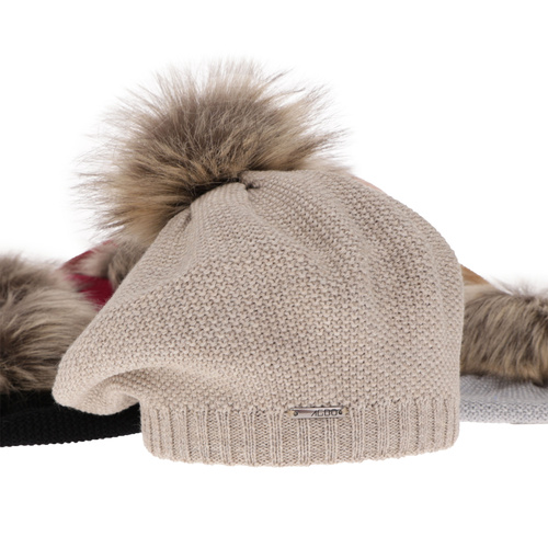 Baskenmütze Winter Damen aus Merinowolle in Beige Bonnie