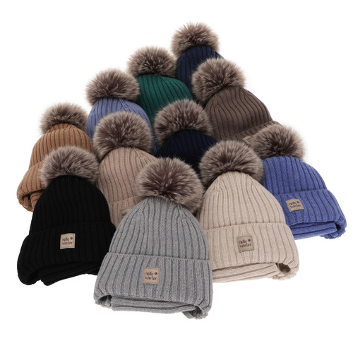 Winterset für Jungen: Mütze und Schlauchschal aus 100% extrafeiner Merinowolle, gefüttert mit Wollfleece in Blau Morti