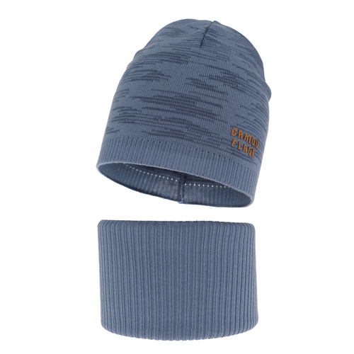 Herbst und Frühlingsset Jungen: Mütze und Schlauchschal, mit Baumwolle, Blau Carter
