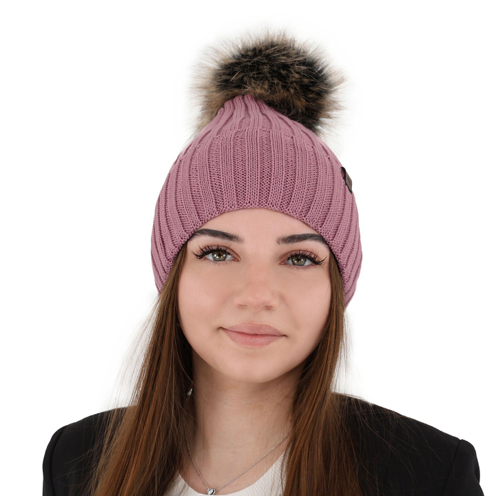 Wintermütze Damen aus Merinowolle in Violett Texa