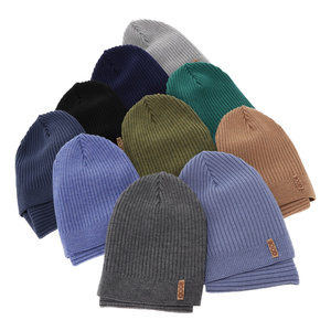 Herbst und Frühlingsset Jungen: Mütze und Schlauchschal 100% extrafeine Merinowolle Camel Chester