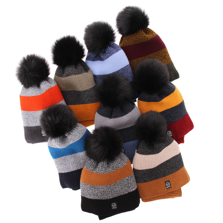Winterset Jungen: Mütze und Schlauchschal mit Bommel Camel Arkady