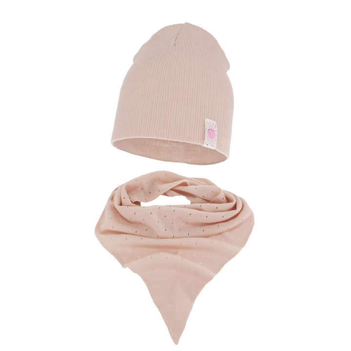 Herbst und Frühlingsset Mädchen: Mütze und Umschlagtuch Rosa Blanche
