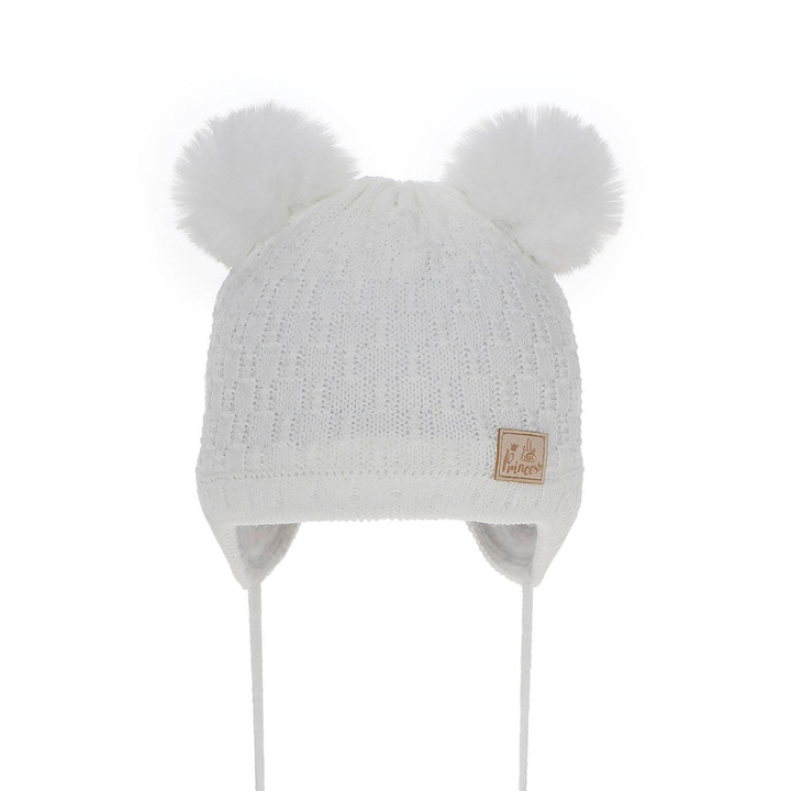 Wintermütze für Mädchen mit Bommel Weiß Emila