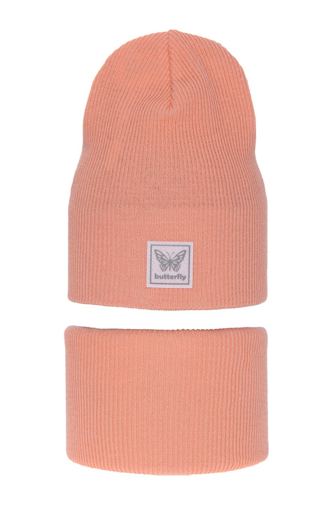 Herbst und Frühlingsset Mädchen: Mütze und Schlauchschal Orange Evila