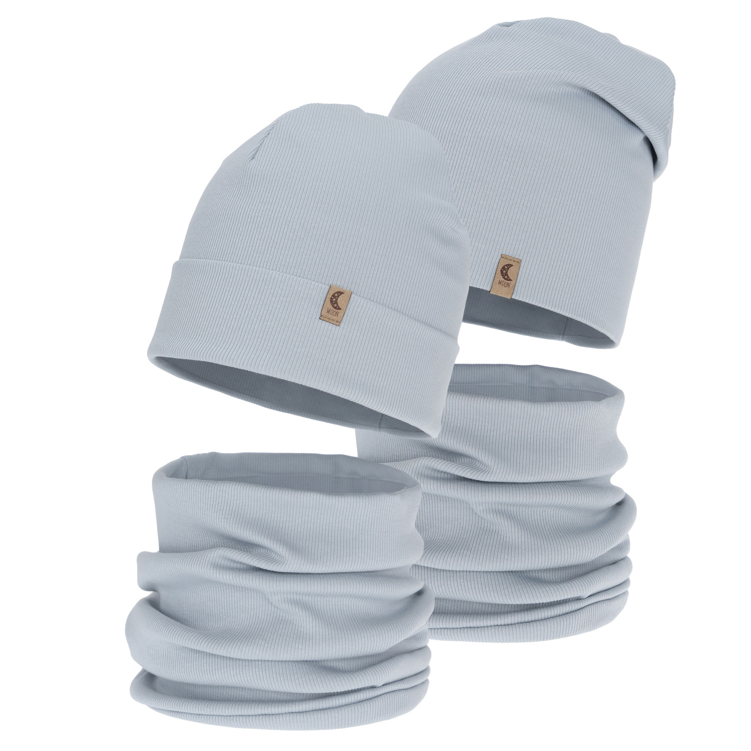 Herbst und Frühlingsset Mädchen: Mütze und Schlauchschal, grau, Baumwolle, Bravura