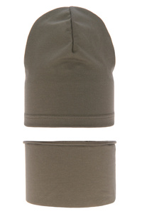 Herbst und Frühlingsset Mädchen: Mütze und Schlauchschal khaki Hazelka