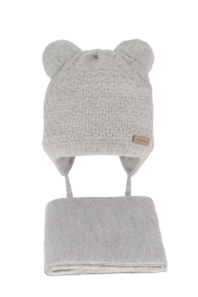Winterset Jungen: Winterset Jungen: Mütze und Schal mit zwei Bommeln Grau Franki
