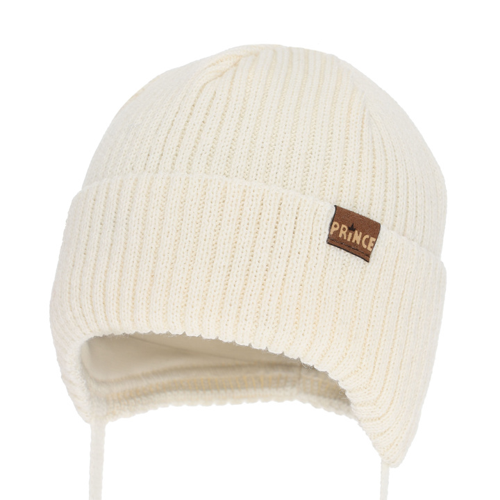 Wintermütze Jungen, mit Merinowolle, creme, Puser