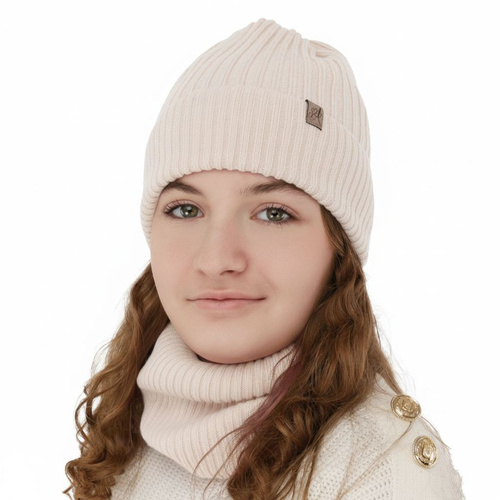 Winterset Mädchen: Mütze und Schlauchschal aus 100% Merinowolle, Rosa, Patricia