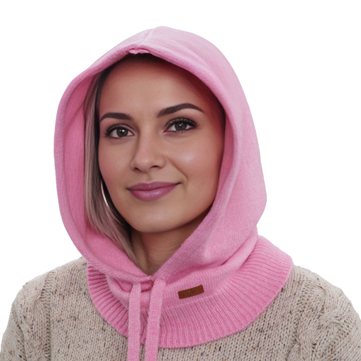 Balaclava für Damen, rosa, mit Merinowolle, Elizabeth