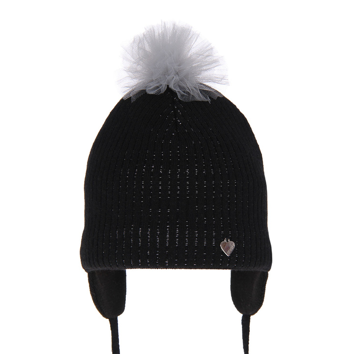 Herbst und Frühlingsmütze für Mädchen Schwarz Poni