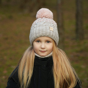 Winterset Mädchen: Mütze und Schlauchschal mit Bommel Rosa Zendaya
