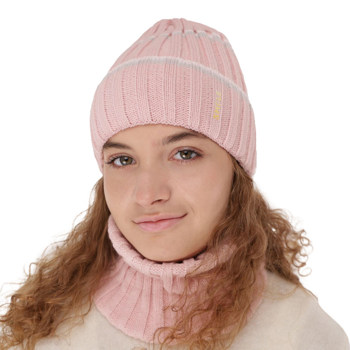 Winterset für Mädchen: Mütze und Schlauchschal in Rosa Judit