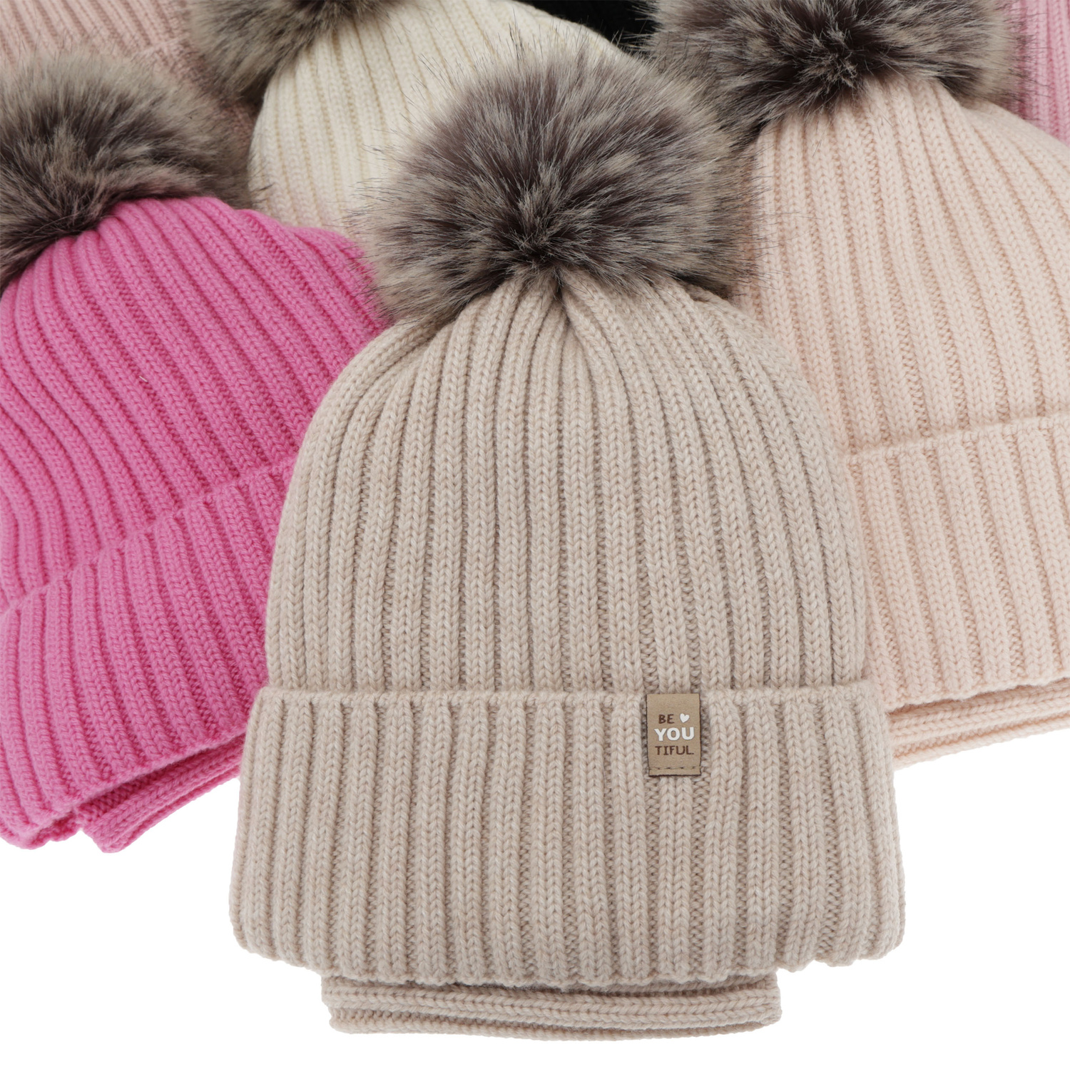 Winterset Mädchen: Mütze und Schlauchschal, schwarz, 100% Merinowolle, Baumwollfutter, mit Bommel, Terida