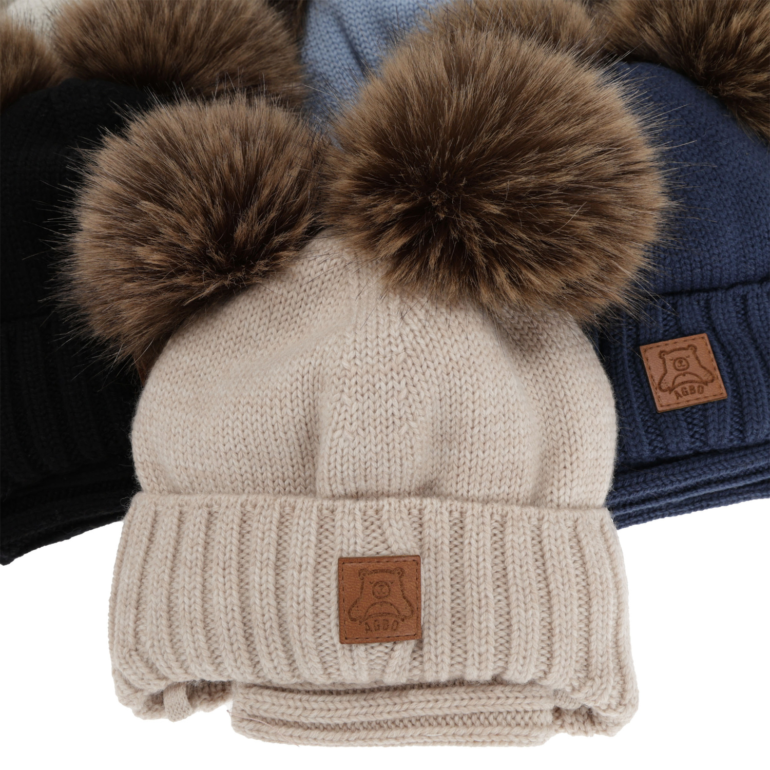 Jungen Mütze und Schal, Winter Set, blau, 100% Merinowolle, gefüttert mit Wollfleece, Ronik