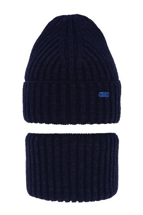 Winterset Jungen: Mütze und Schlauchschal Navy Blau Zeno