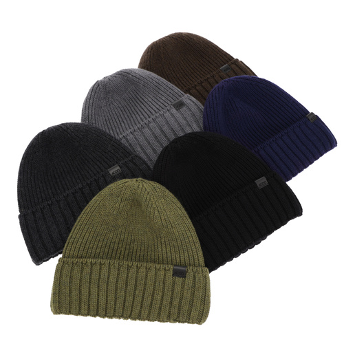Wintermütze Herren Braun 100% extrafeine Merinowolle nahtlos Bruner			