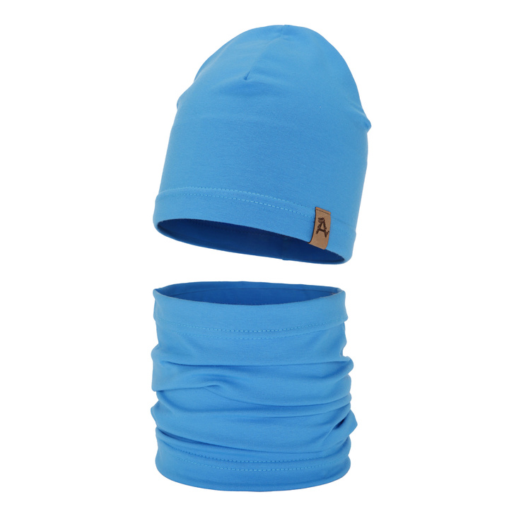 Herbst und Frühlingsset Jungen: Mütze und Schlauchschal Blau Griffin