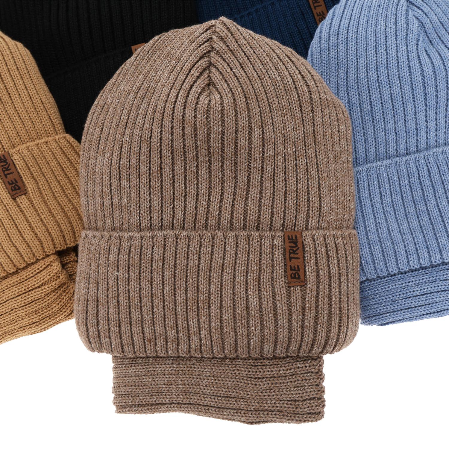 Winterset Jungen: Mütze und Schlauchschal, braun, mit Merinowolle, Colton