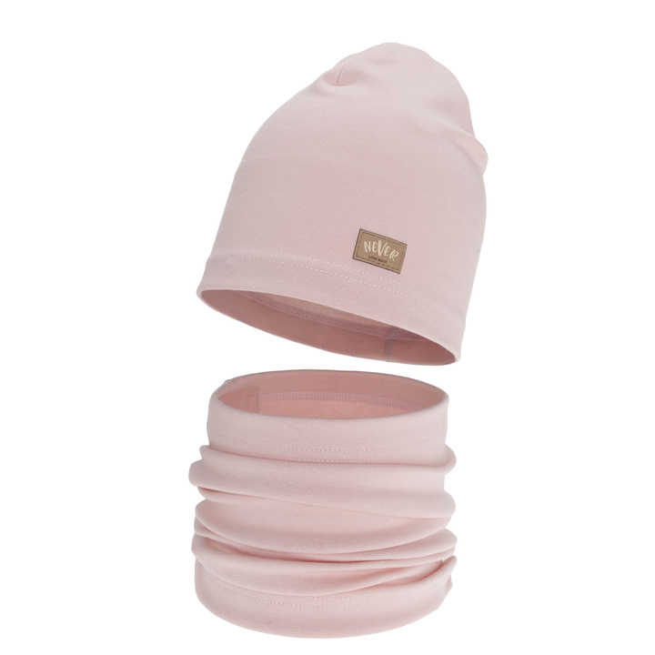 Herbst und Frühlingsset Mädchen: Mütze und Schlauchschal, rosa, Baumwolle, Torila