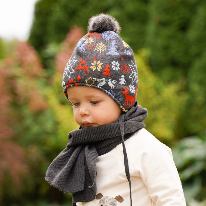 Winterset Jungen: Mütze und Schal Grau Remek