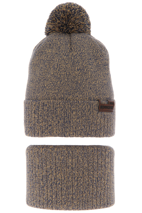Winterset für Jungen: Mütze und Schlauchschal Beige Nolan