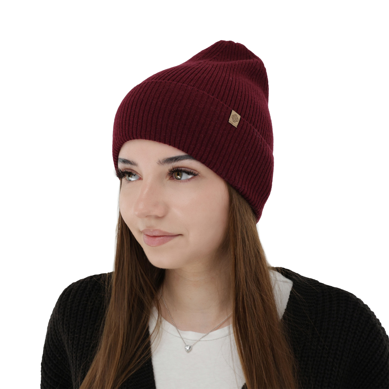 Herbst und Wintermütze Damen, bordrot, mit Merinowolle und Kaschmir, Alineta