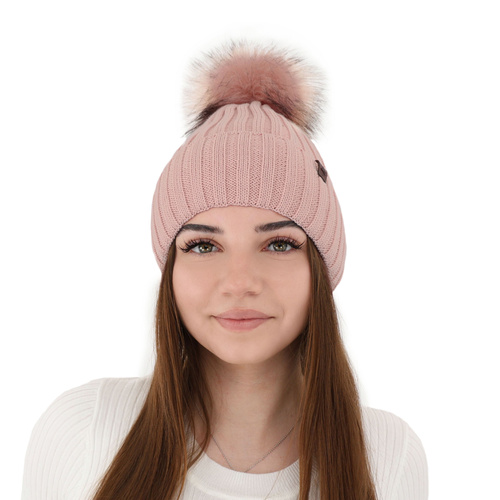 Wintermütze Damen aus Merinowolle in Rosa Texa