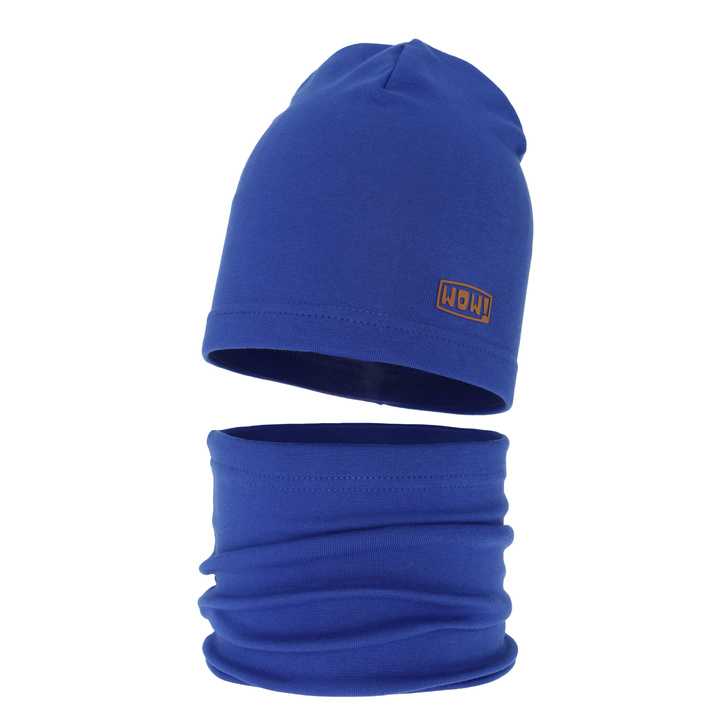Herbst und Frühlingsset Jungen: Mütze und Schlauchschal Blau Frizer
