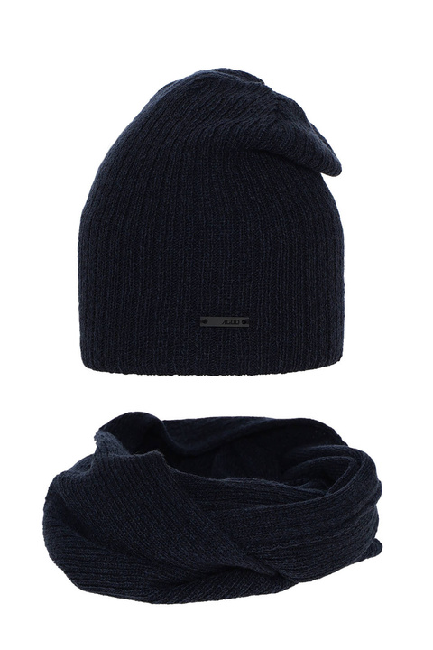 Winterset Jungen: Mütze und Schlauchschal Navy Blau Elmer