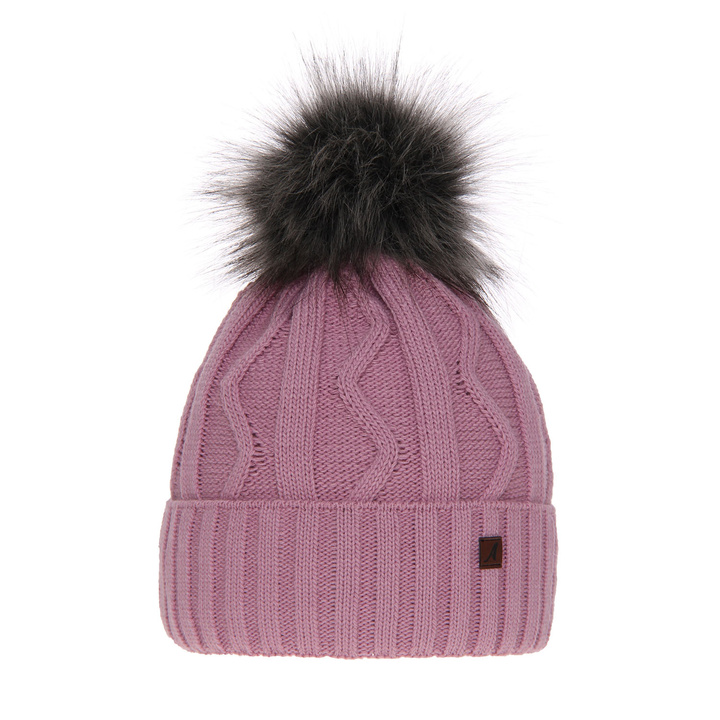 Wintermütze Damen mit Bommel Violett Renika