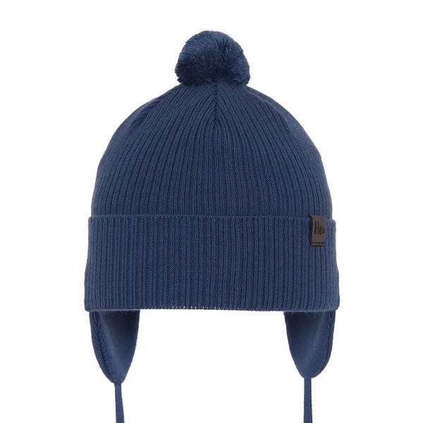 Herbst und Frühlingsmütze für Jungen mit Bommel Blau Axel