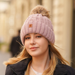 Wintermütze Damen mit Bommel Braun Euforia