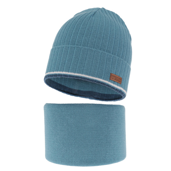 Herbst und Frühlingsset Jungen: Mütze und Schlauchschal Blau London