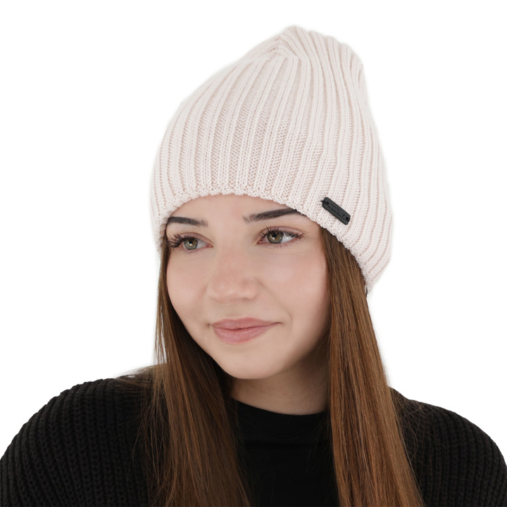 Wintermütze Damen, hellrosa, mit Merinowolle, Soletta