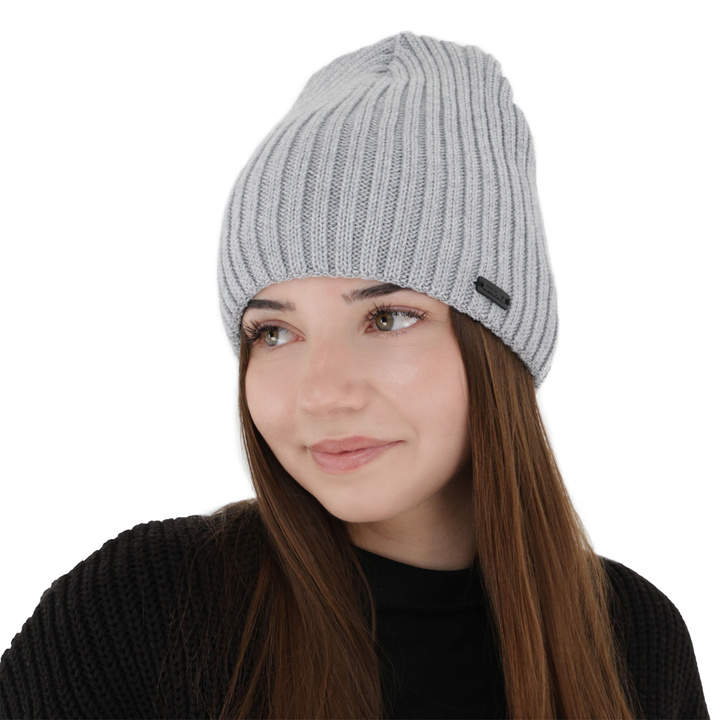 Wintermütze Damen, grau, mit Merinowolle, Soletta