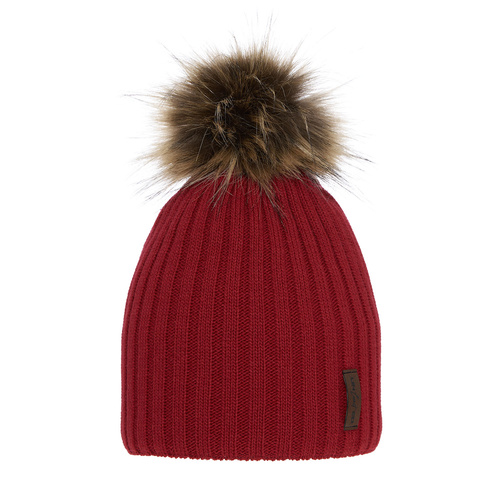Wintermütze Jungen mit Bommel Burgunder Amur