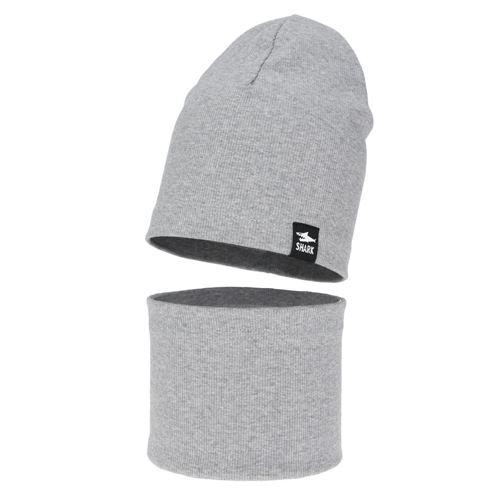 Herbst und Frühlingsset Jungen: Mütze und Schlauchschal Grau Rumel